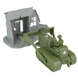 BMC Toys Classic WW2 Bulldozer Building OD Green Vignette Back
