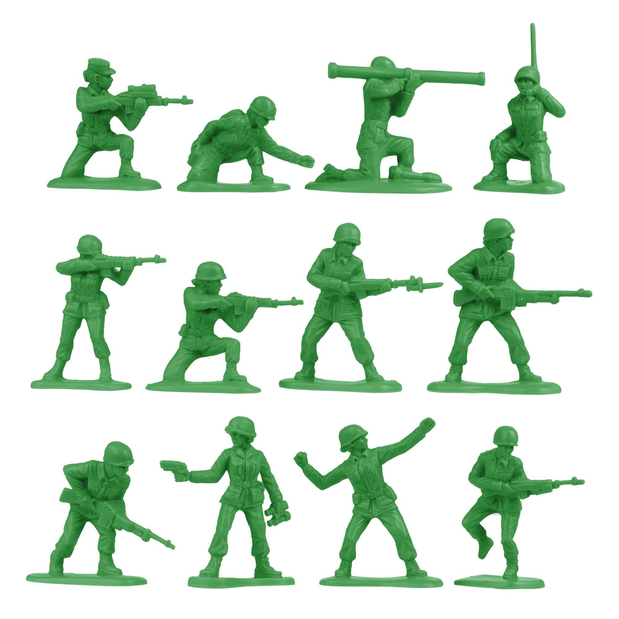 BMC PLASTIC ARMY WOMEN Green 36pc Female Soldier Figures Made in