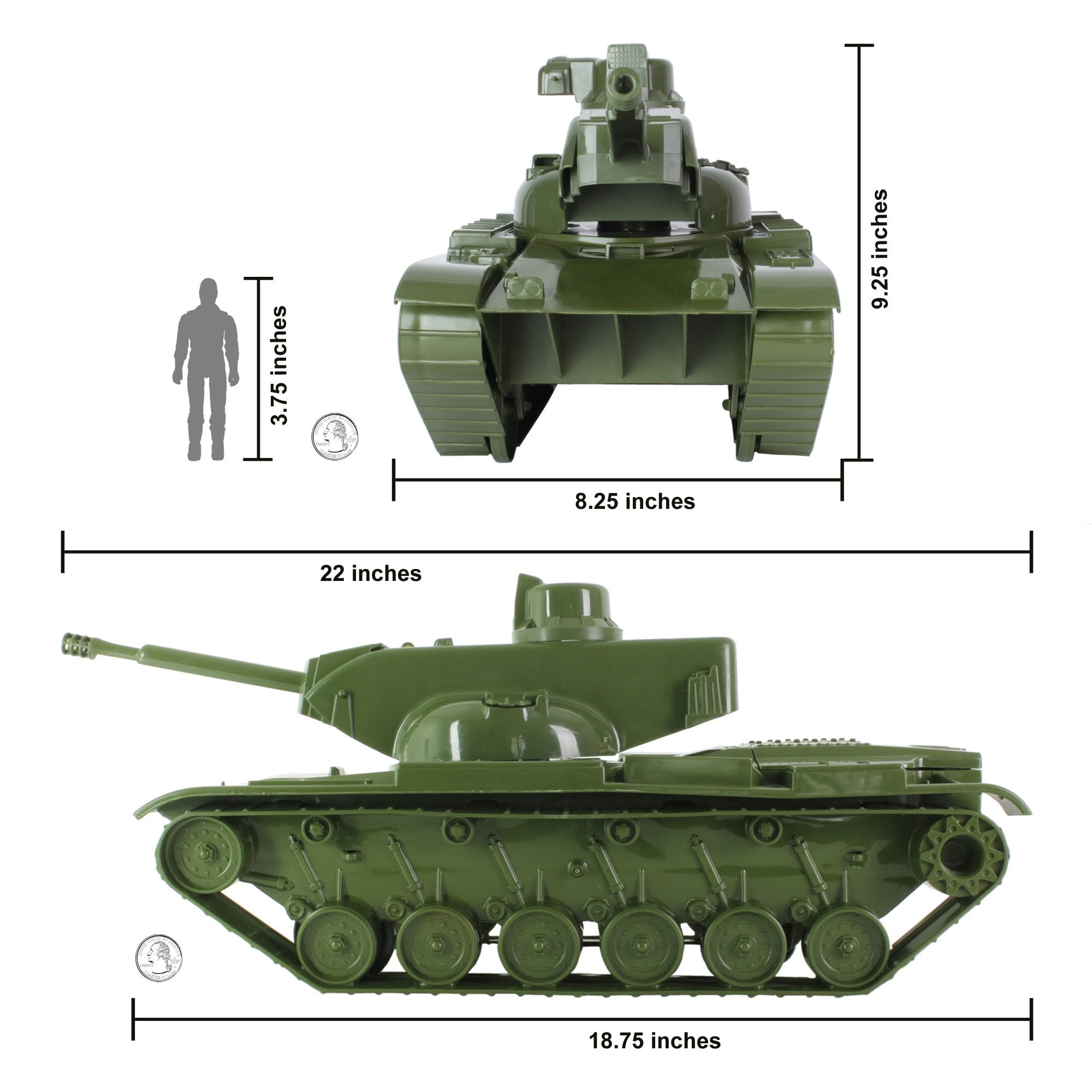 Tim Mee Dominator BIG TANK for Action Figures 22in long Olive