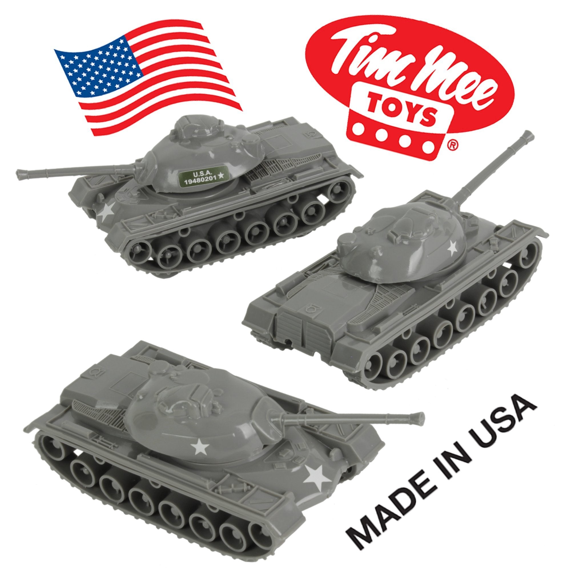 TimMee Toy TANKS for Plastic Army Men: Dark Gray WW2 3pc Made in