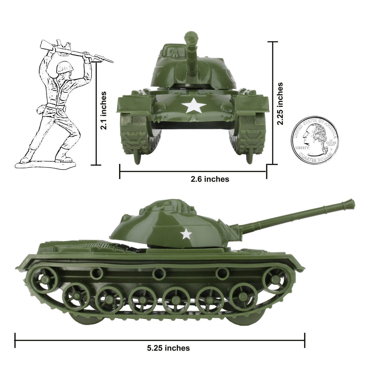 TimMee Toy TANKS for Plastic Army Men Green WW2 3pc - Made in – BMC Toys