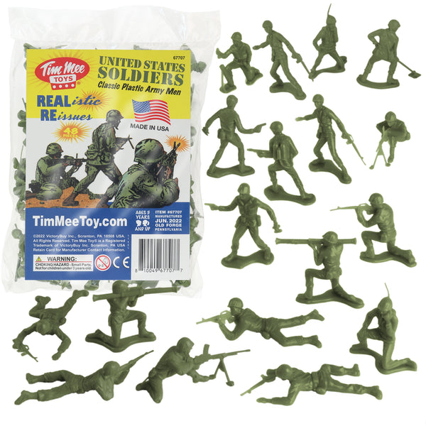 TimMee PLASTIC ARMY Men OD Green 48pc Toy Soldier Figures Made in