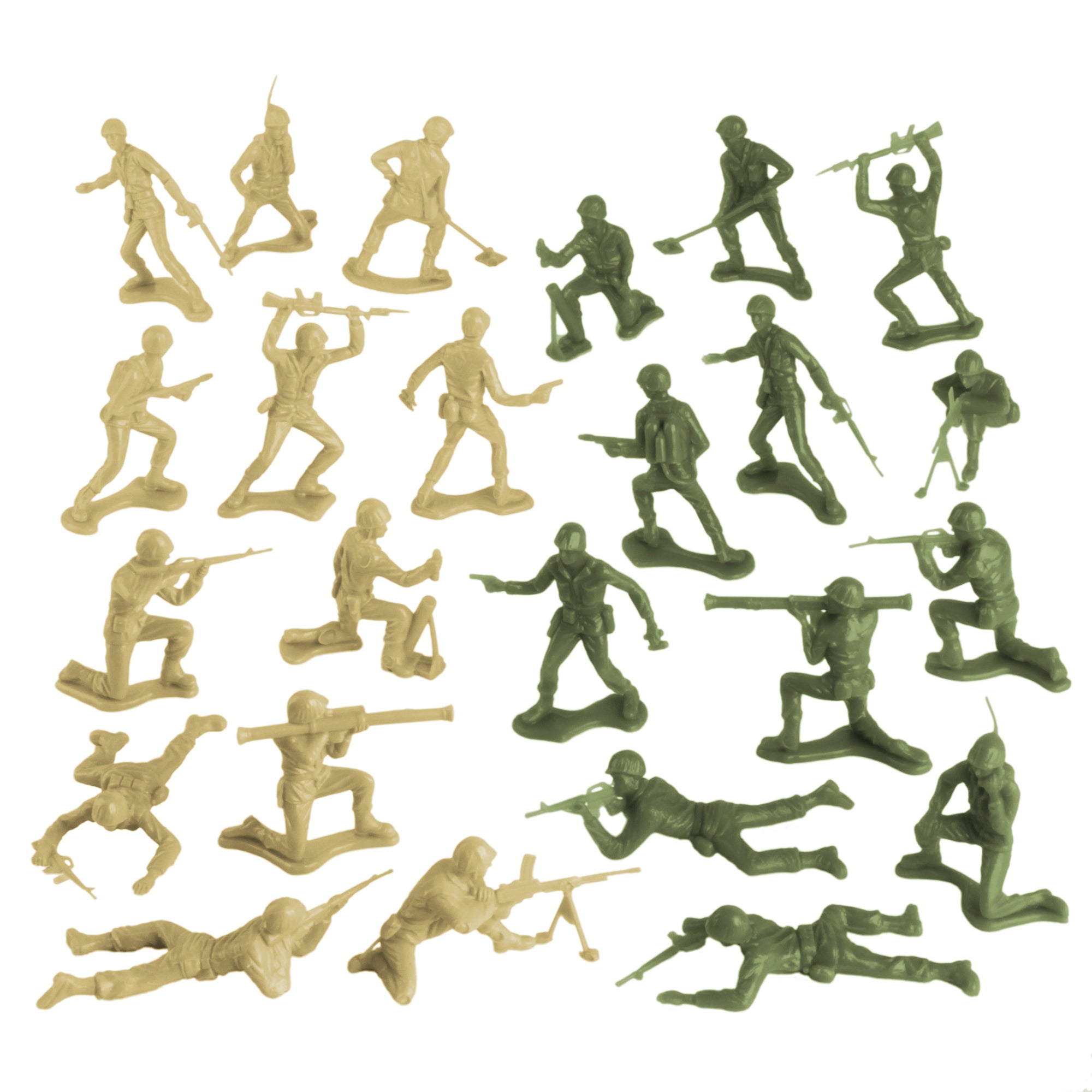 TimMee PLASTIC ARMY Men OD Green Tan 48pc Toy Soldier Figures USA