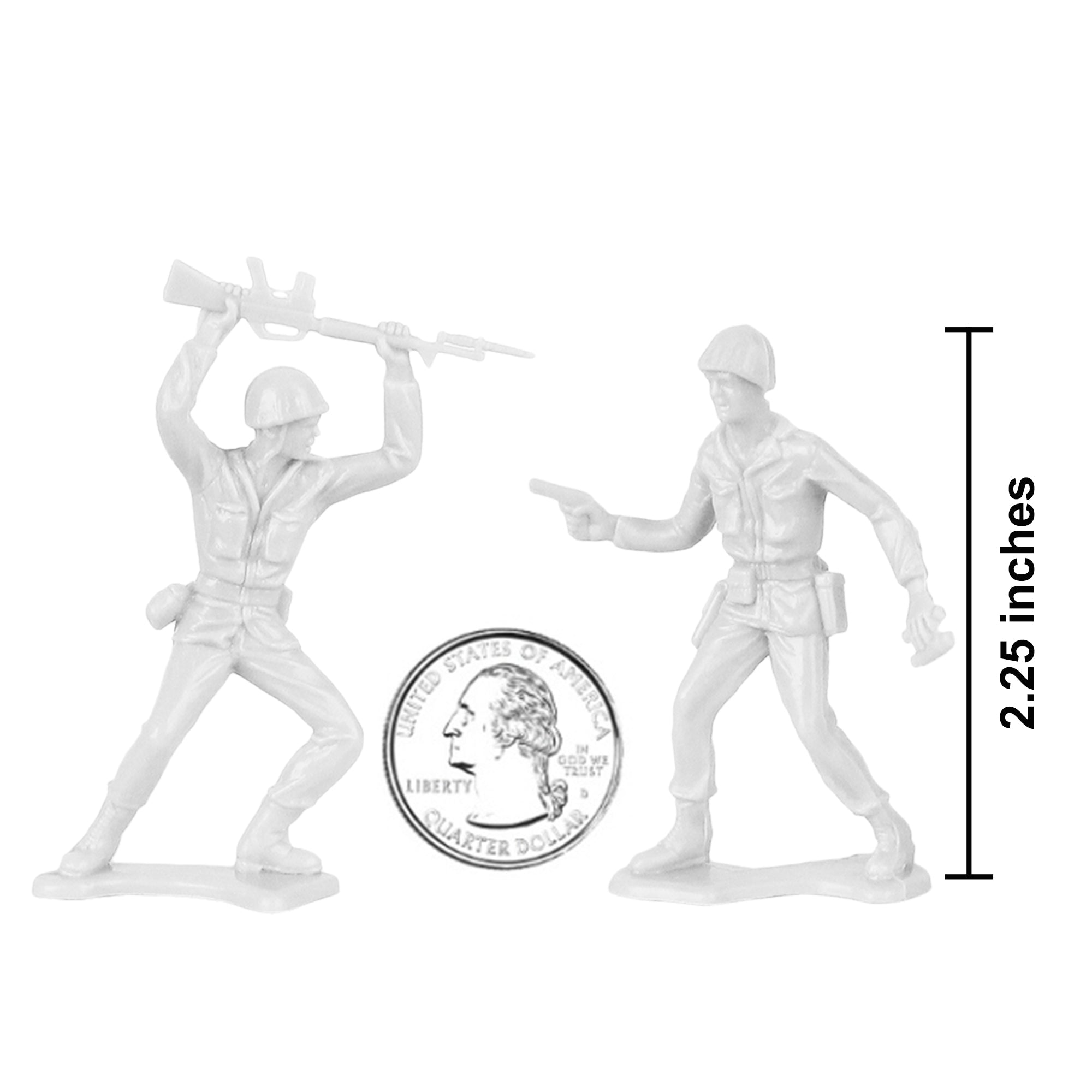 TimMee PLASTIC ARMY Men White 48pc Toy Soldier Figures - USA Made