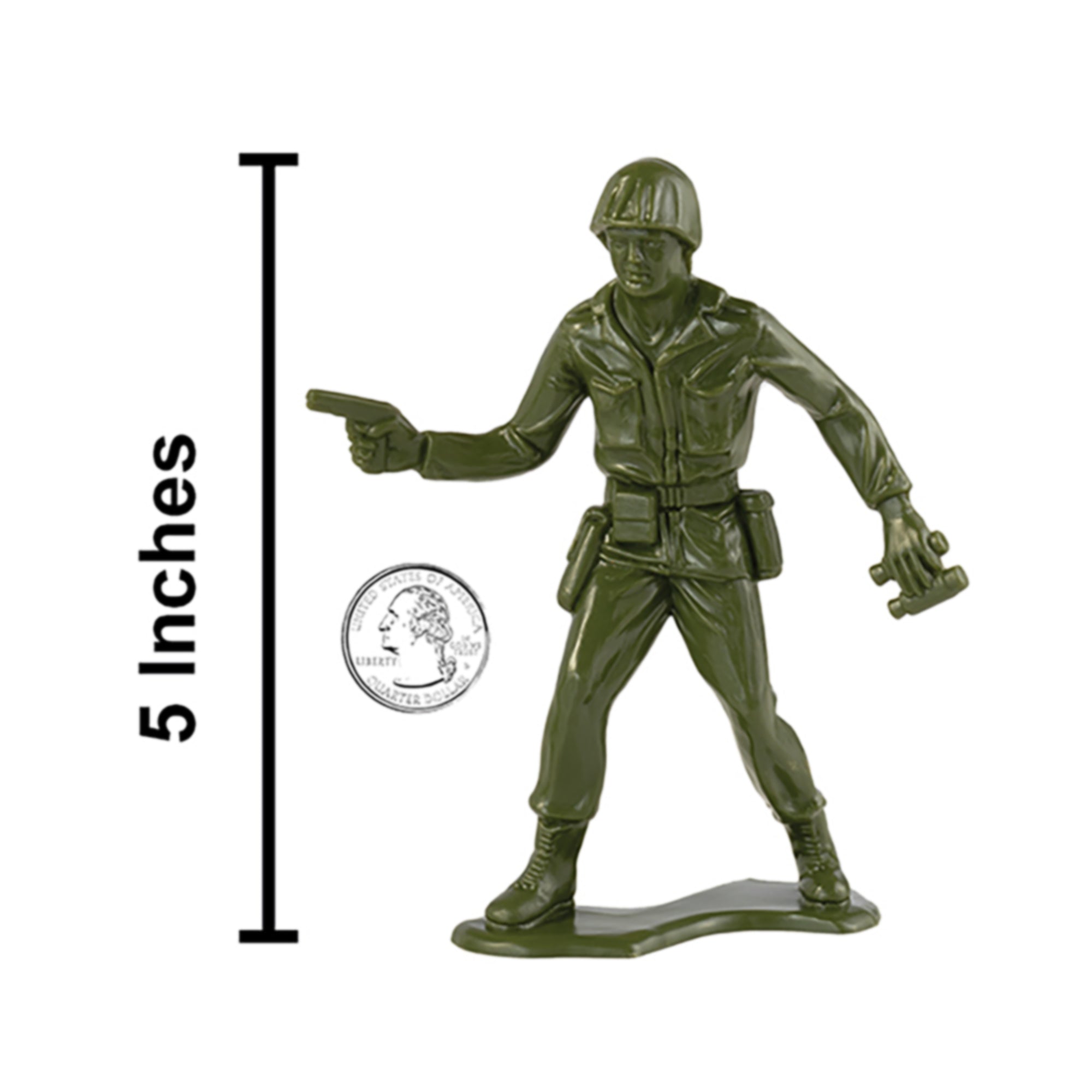 TimMee Jumbo Plastic Army Men Olive Green Soldier Figure Set - US