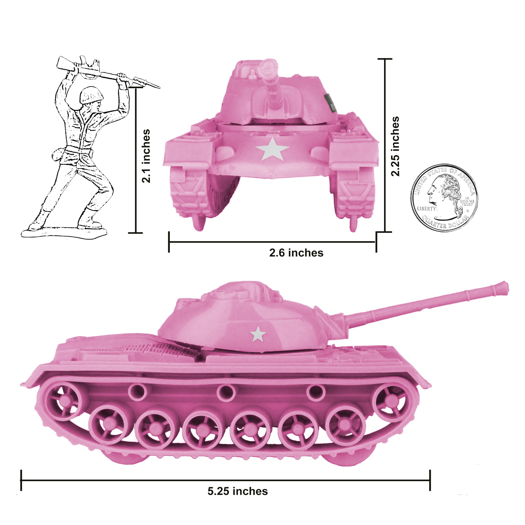 TimMee Toy TANKS for Plastic Army Men Pink WW2 3pc - Made in – BMC